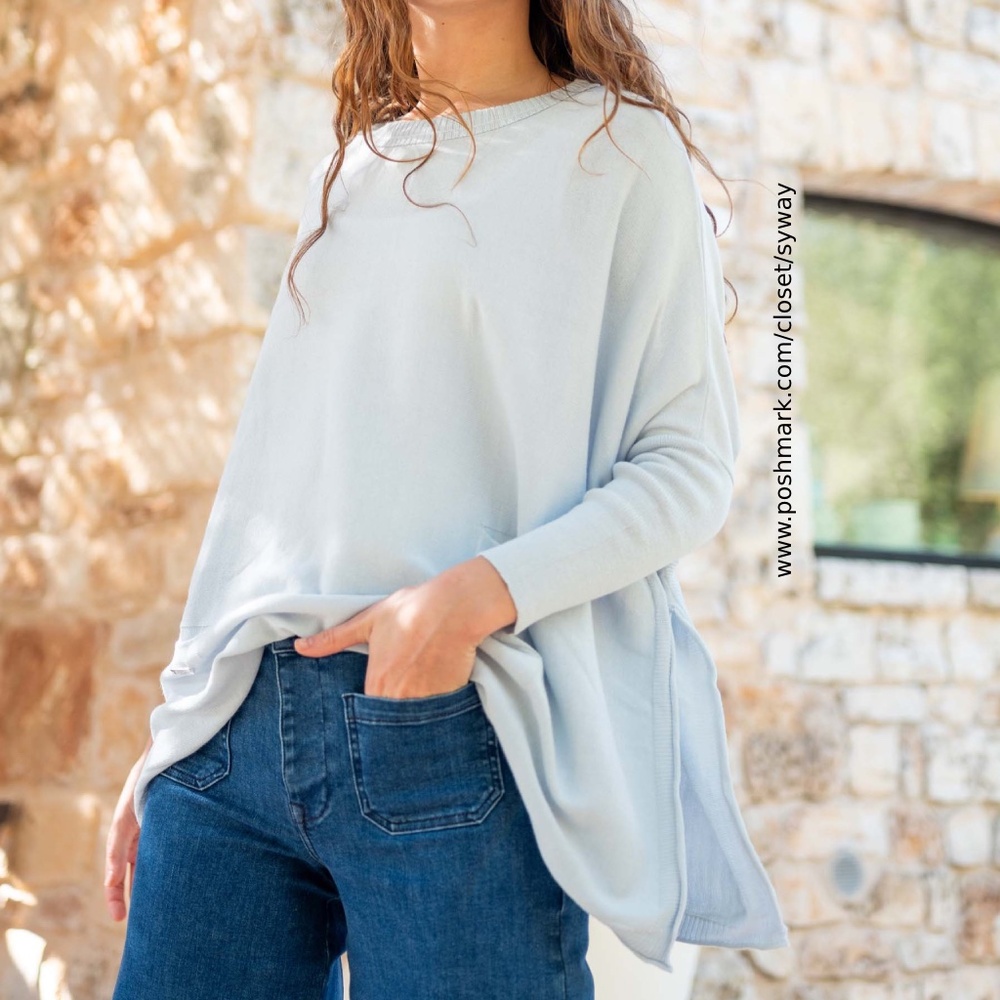 MerSea Catalina Travel Tunic Sweater Sky Blue OS Lagenlook